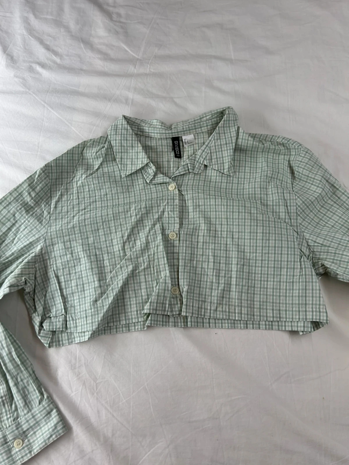 Chemise à carreaux divided vert blanc – photo 2